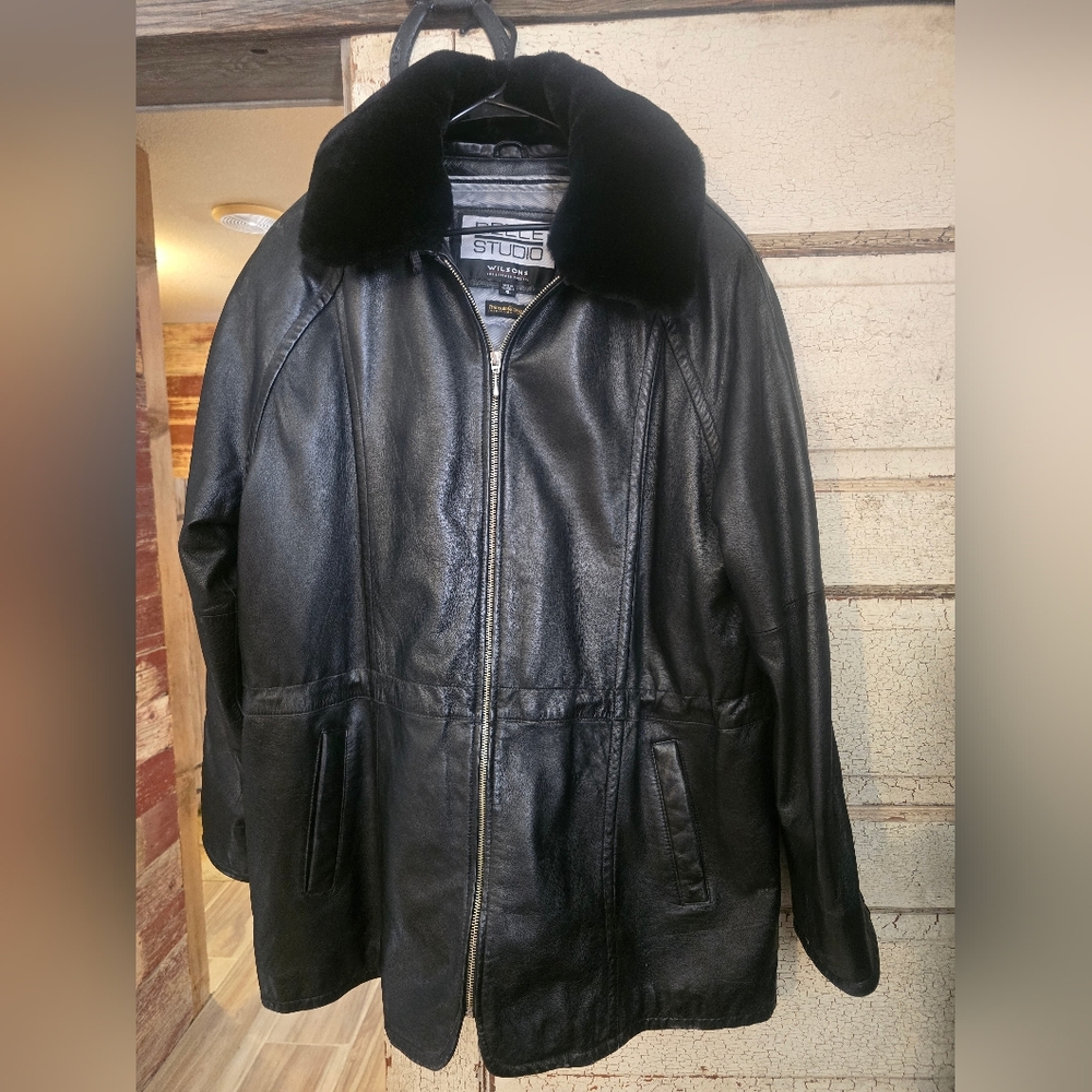 Wilsons Leather Black Military Jacket